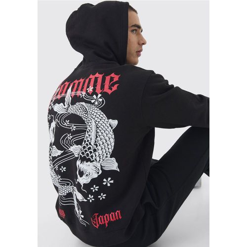 Felpa squadrata Homme con grafica di carpe koi e cappuccio - boohoo - Modalova