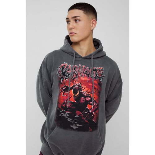 Felpa oversize con stampa ufficiale Marvel Carnage Wash e cappuccio - boohoo - Modalova