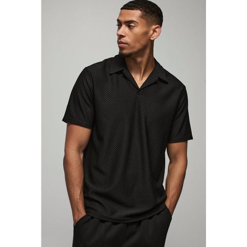 Polo Regular Fit con trama e rever - boohoo - Modalova