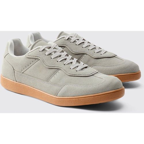 Zapatillas Deportivas De Ante Con Detalle Blanco - boohoo - Modalova