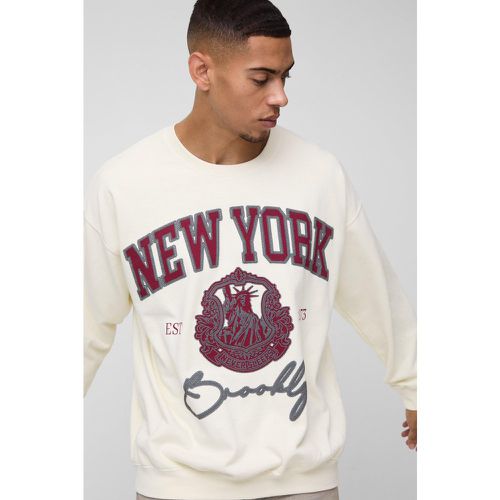 Sudadera Oversize Universitaria Con Estampado De New York - boohoo - Modalova