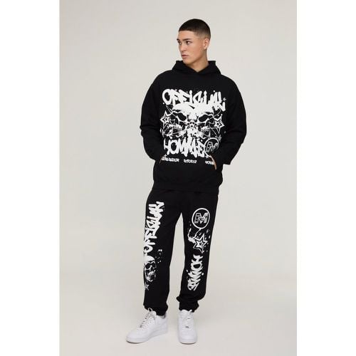 Tuta sportiva oversize Official Homme con stampa di teschio - boohoo - Modalova