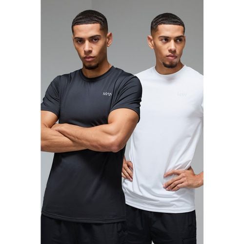 T-shirt Man Active attillate per alta performance con maniche raglan - set di 2 paia - boohoo - Modalova