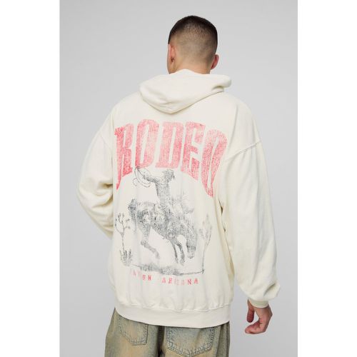 Sudadera Oversize Desteñida Con Capucha Y Estampado Gráfico Rodeo Western - boohoo - Modalova