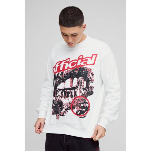 Sudadera Oversize Con Estampado Gráfico Official De Labios Y Letras Góticas - boohoo - Modalova