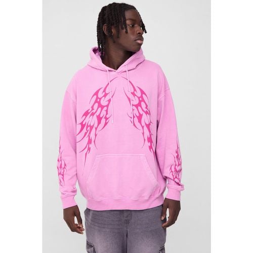 Sudadera Oversize Desteñida Con Capucha Y Estampado Gráfico Gótico - boohoo - Modalova