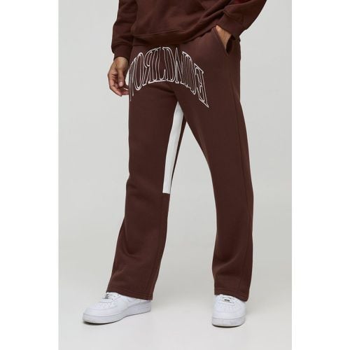 Pantalón Deportivo Con Costuras En Contraste Y Bordado Worldwide - boohoo - Modalova