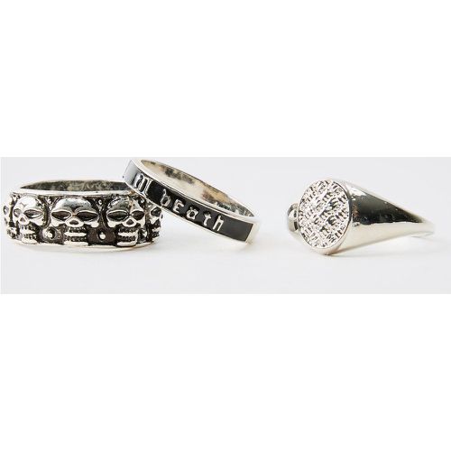 Pack De 3 Anillos Con Calavera - boohoo - Modalova