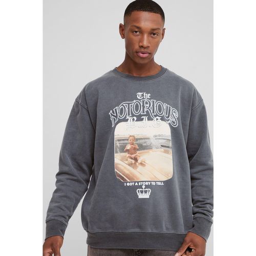 Sudadera Oversize Desteñida Con Estampado De Biggie - boohoo - Modalova