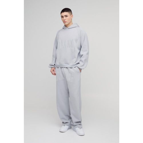 Tuta sportiva squadrata oversize Homme con stampa a effetto raglan, cappuccio e cappuccio - boohoo - Modalova