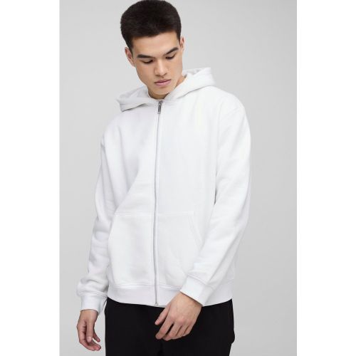 Felpa oversize Basic da 330 g/mq con zip e cappuccio - boohoo - Modalova