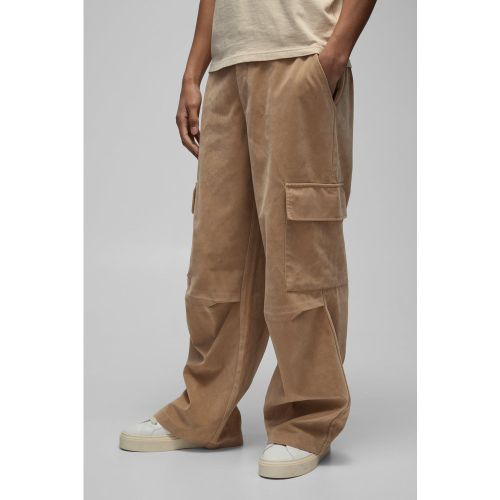 Pantalón Cargo Ancho De Ante Grueso Con Cintura Fija - boohoo - Modalova