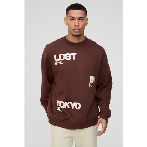 Sudadera Oversize Con Estampado Gráfico De Lost In Tokyo - boohoo - Modalova