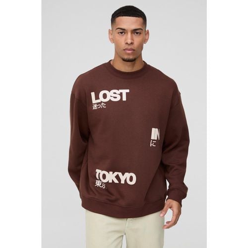 Felpa oversize con grafica Lost In Tokyo - boohoo - Modalova