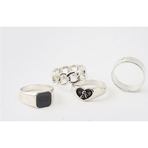 Pack De 4 Anillos Con Cruz, Gris - boohoo - Modalova