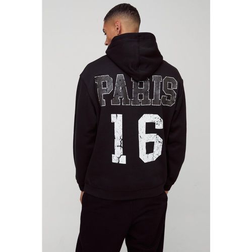 Felpa oversize con grafica Paris stile Varsity e cappuccio - boohoo - Modalova