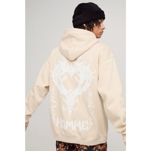 Sudadera Oversize Con Estampado Gráfico De Corazón Y Letras Góticas - boohoo - Modalova