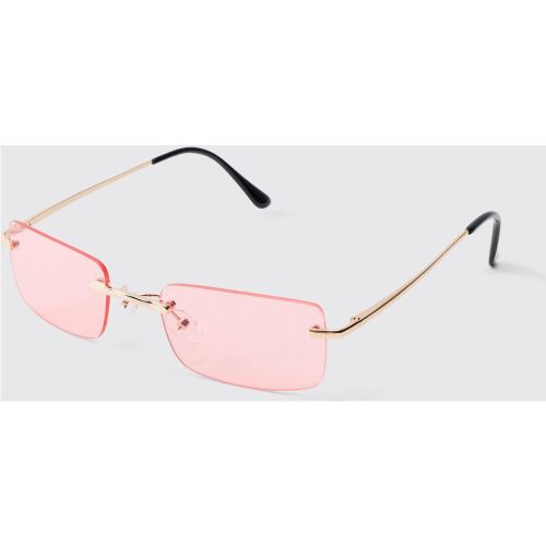 Gafas De Sol Rectangulares Sin Montura Rosas - boohoo - Modalova