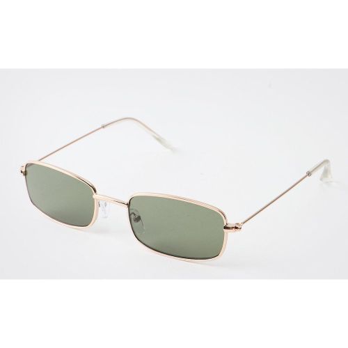 Gafas De Sol Rectangulares De Metal Dorado - boohoo - Modalova