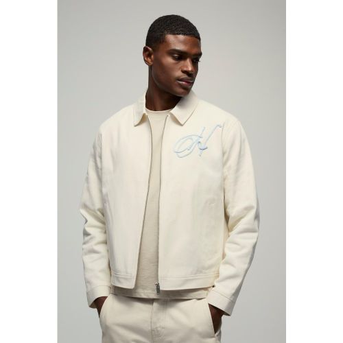 Chaqueta Harrington Recta De Sarga Con Aplique - boohoo - Modalova