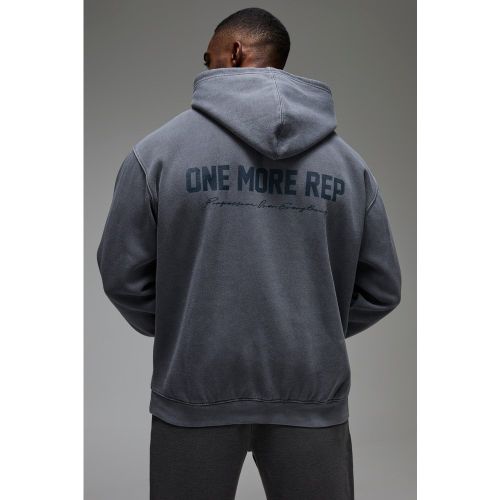 Sudadera Man Active Oversize Desteñida Con Capucha Y Estampado One More Rep - boohoo - Modalova