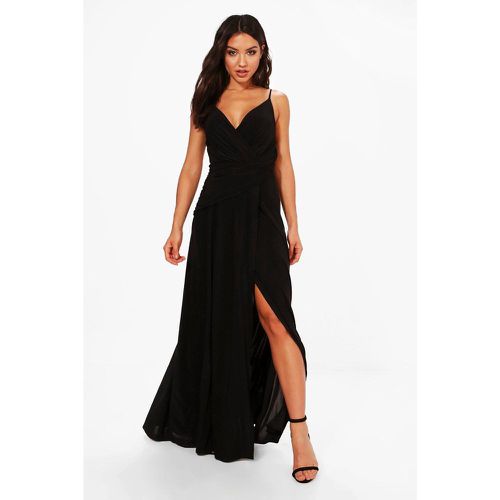 Vestito maxi da cerimonia seducente a incrocio con spalline e ruches - boohoo - Modalova