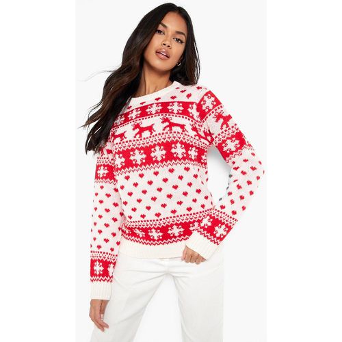 Pullover natalizio con fiocchi e renna - boohoo - Modalova