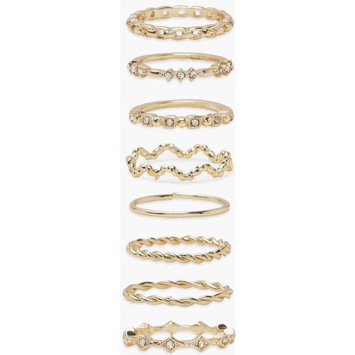 Pack De Anillos Ondulados, Dorado - boohoo - Modalova