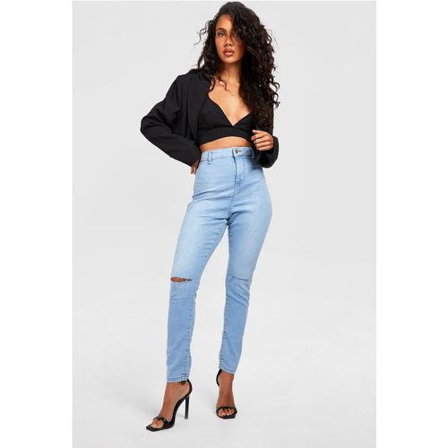 Jeans Basics a vita alta Skinny Fit stile Disco con strappi - boohoo - Modalova
