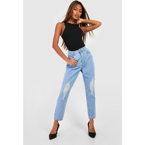 Pantalón Mom De Tiro Alto Con Rodilla Rajada - boohoo - Modalova