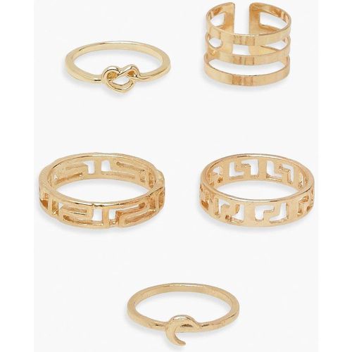 Set di 5 anelli a forma di collana con caratteri romani - boohoo - Modalova