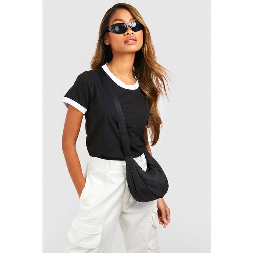 T-shirt con bordi a contrasto, Nero - boohoo - Modalova