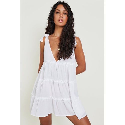 Vestido Para La Playa Fruncido Sostenible Con Atadura En Los Hombros - boohoo - Modalova