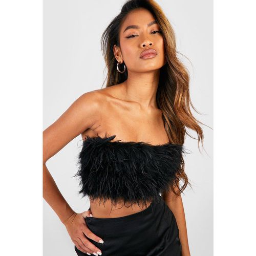 Top Crop Palabra De Honor Con Plumas - boohoo - Modalova