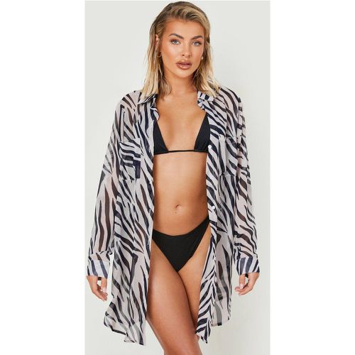 Camicia da mare oversize in chiffon zebrato - boohoo - Modalova