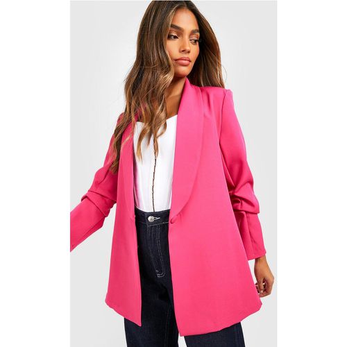 Blazer Basic con scollo profondo, bavero e ruches sulle maniche - boohoo - Modalova