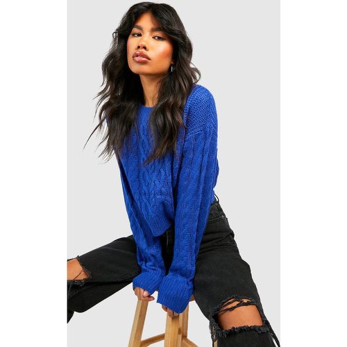 Jersey Crop De Punto En Ochos, Azul - boohoo - Modalova