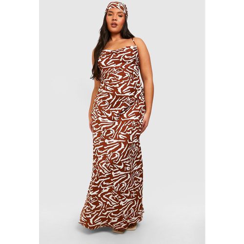 Vestito maxi Plus Size zebrato & foulard - boohoo - Modalova