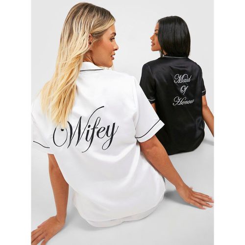 Pijama De Pantalón Corto Con Estampado Wifey - boohoo - Modalova