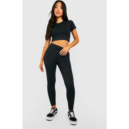 Legging Petite a coste senza cuciture - boohoo - Modalova