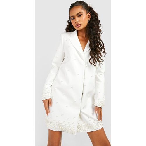 Vestito Blazer con perle, Bianco - boohoo - Modalova