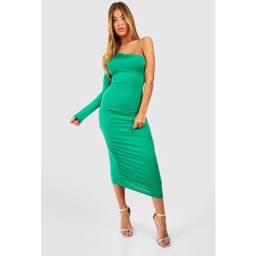 Vestido Midi Ceñido Con Falda Fruncida Y Un Hombro Descubierto - boohoo - Modalova