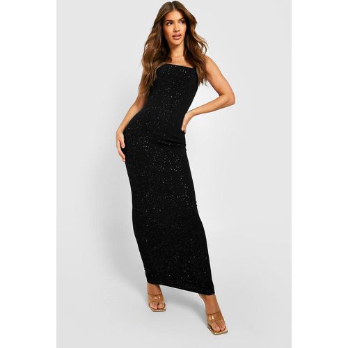 Vestito maxi in crêpe glitterato con spalline - boohoo - Modalova