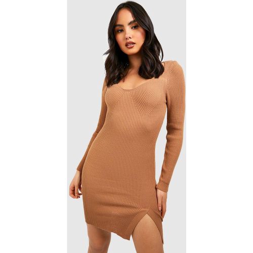 Miniabito in maglia a coste, Beige - boohoo - Modalova