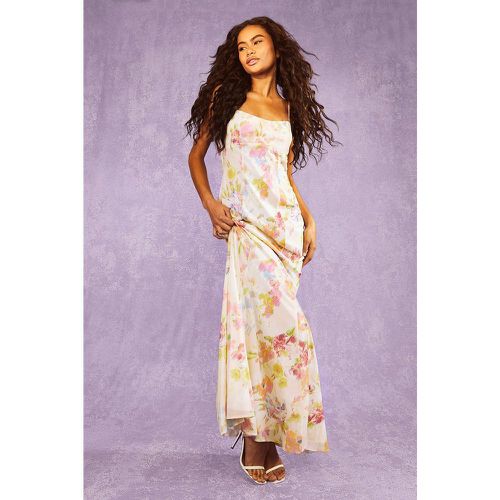 Vestido Maxi De Chifón Con Estampado De Flores Difuminadas - boohoo - Modalova