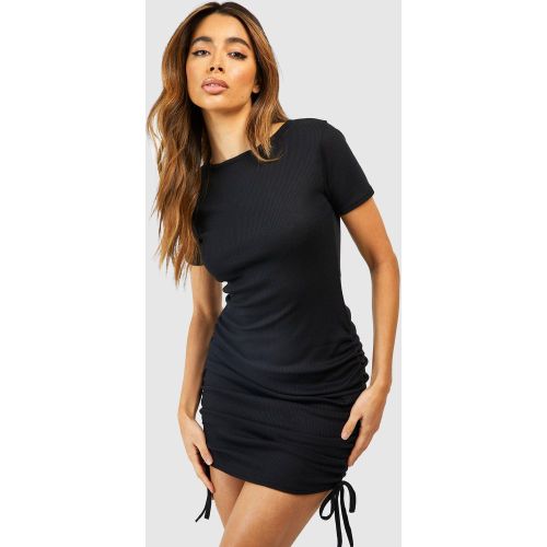 Vestido Mini Ajustado De Canalé Con Detalle Fruncido - boohoo - Modalova