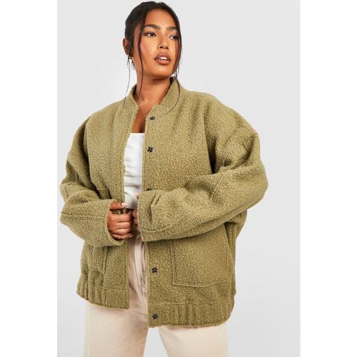 Chaqueta Plus Bomber Oversize De Lana - boohoo - Modalova