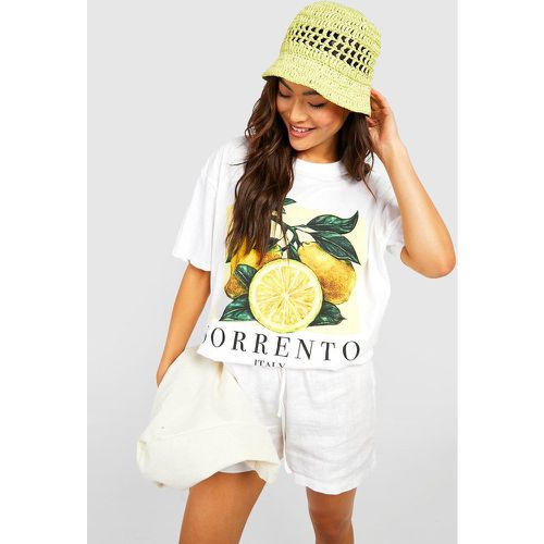T-shirt oversize con scritta Sorrento Lemon - boohoo - Modalova