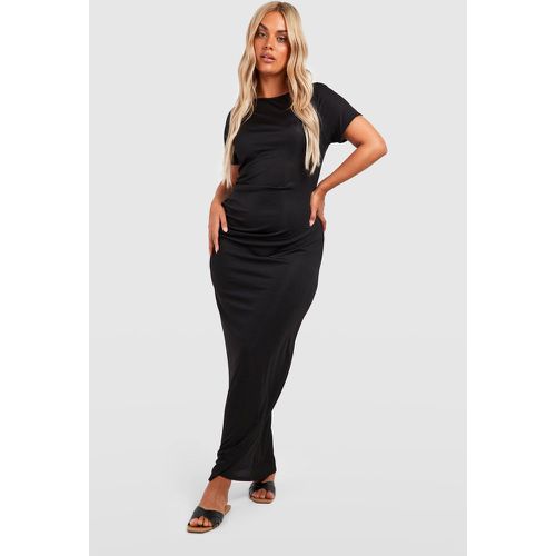 Vestito maxi Plus Size oversize a coste con ruches - boohoo - Modalova