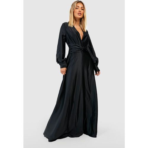 Vestito maxi in raso con dettagli attorcigliati - boohoo - Modalova